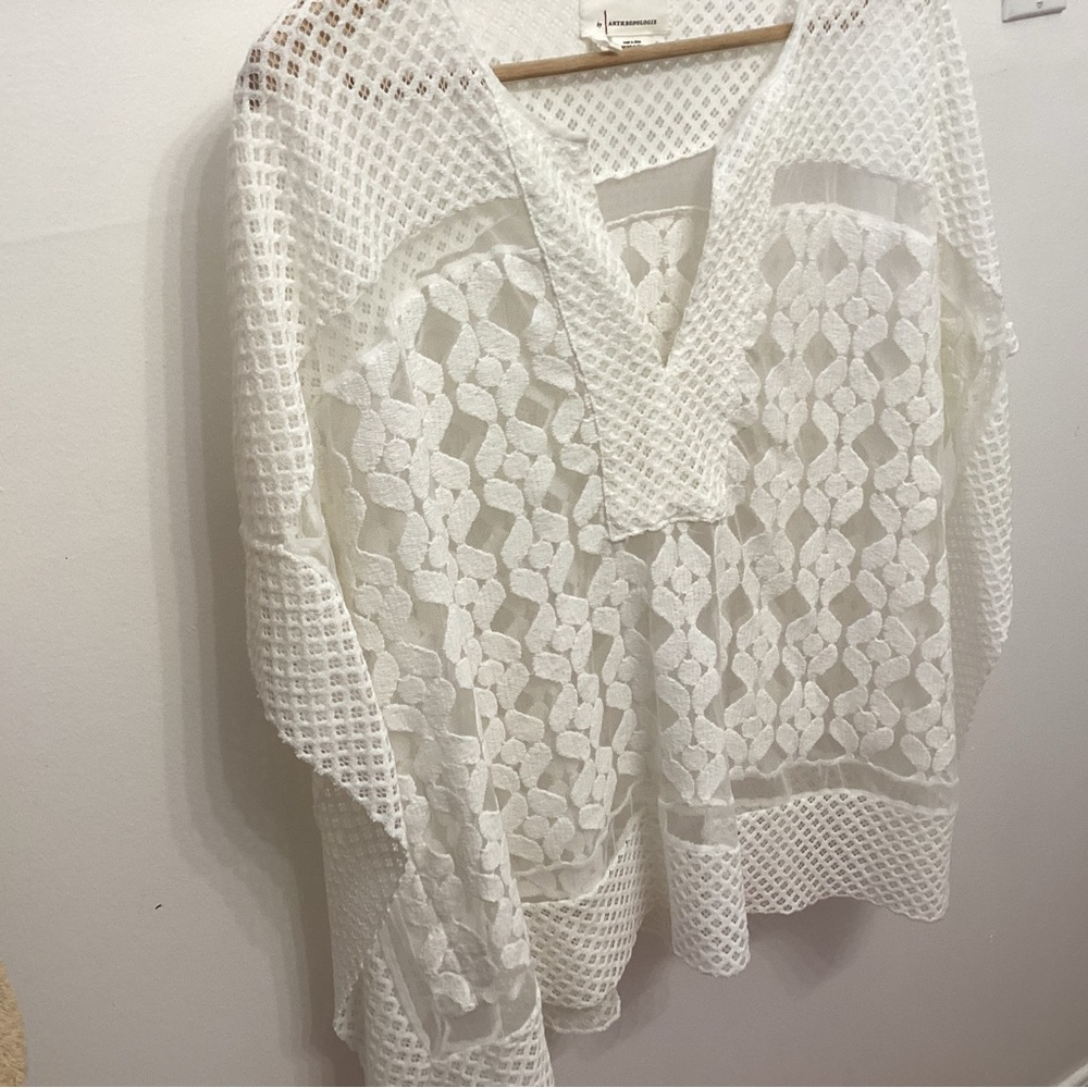Anthropologie White Lace Blouse